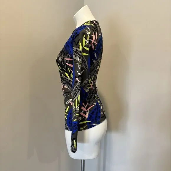 Athleta Long Sleeve Top Small Midnight Palm Swim - Picture 4 of 11